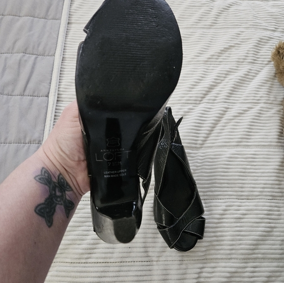 Ann Taylor LOFT Elegant Black Women's Slingback Heels Size 7 1/2 - Picture 5 of 6
